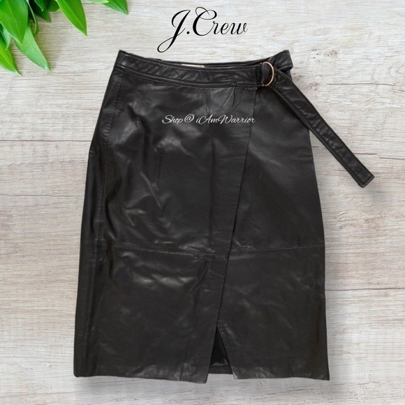 J.Crew Collection black genuine supple leather wrap midi skirt *shop@iamwarrior - Picture 5 of 11